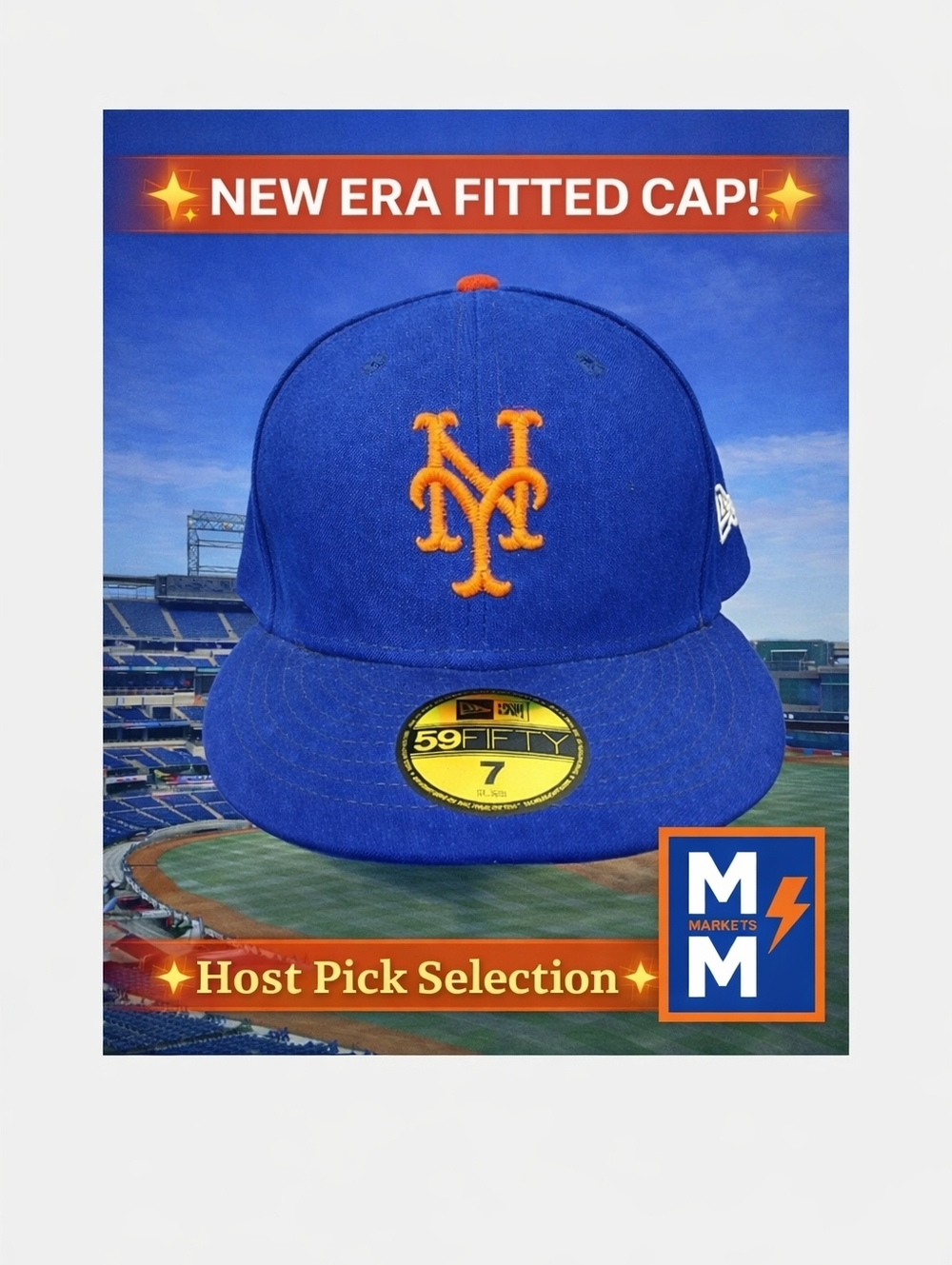 NY Mets New Era 59FIFTY Fitted Cap Size 7 World Series